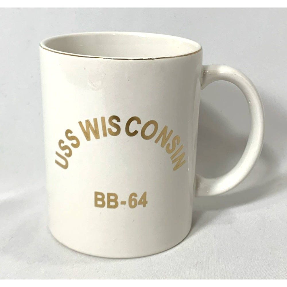 USS Wisconsin Mug Ceramic White BB-64 US Navy Battleship Museum Norfolk Virginia